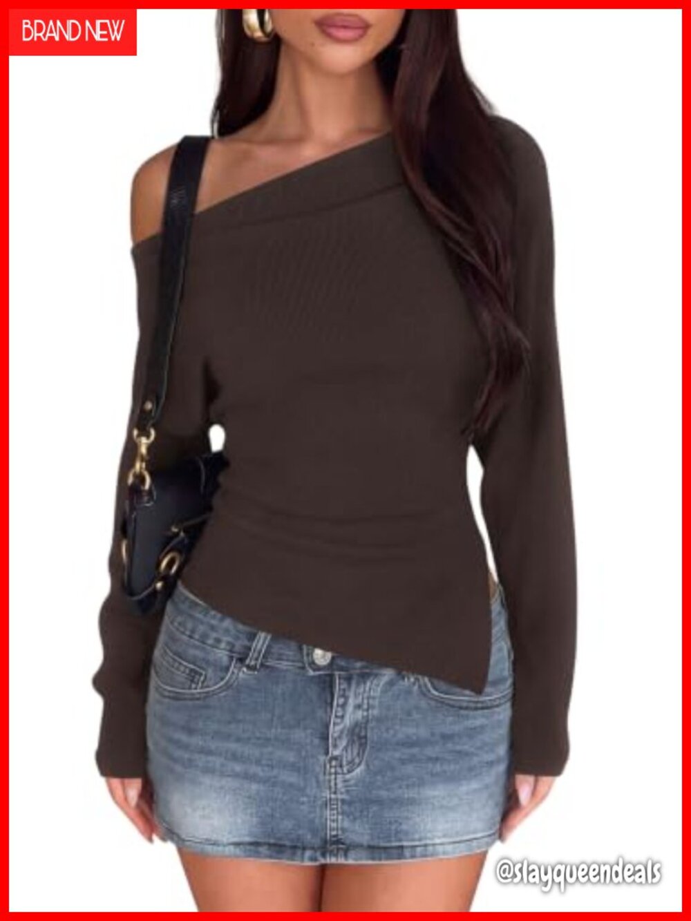 Off Shoulder Long Sleeve Sweater Asymmetrical Batwing Pullover